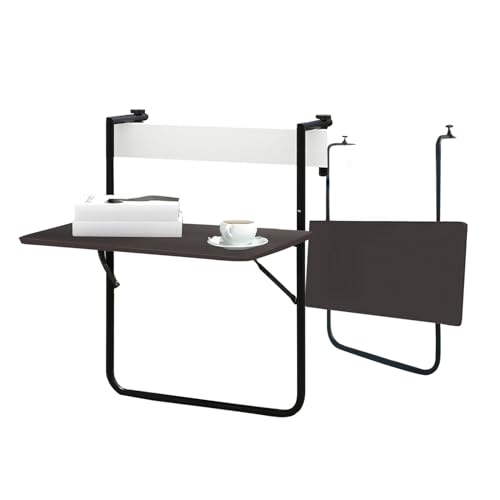 Avilia Tavolo da Balcone Pieghevole, Regolabile in Altezza, Multifunzionale, in Metallo, 60x40x56cm, Antracite, Tavolino da Caffè, Porta Riviste e Libri, Salvaspazio