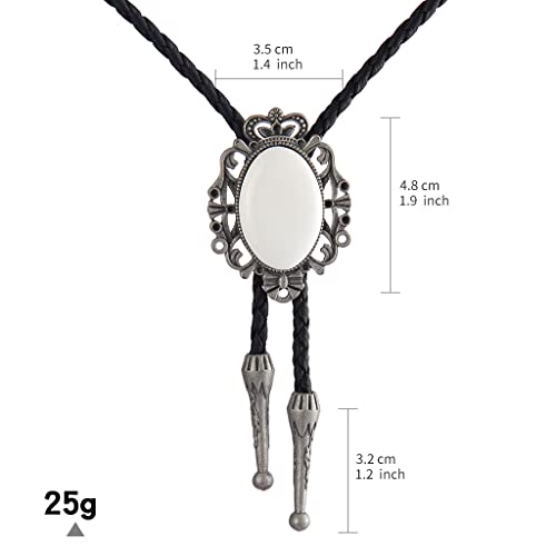 Image of GelConnie Bolo Tie for Men Women Western Cowboy Turquoise Leather Necktie | Natural Stone Bolo Tie Necklace for Women Rodeo Cowboy Leather Necktie Native American Western Cowgirl Ties Adjustable Cord