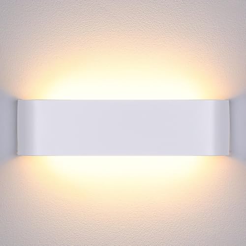 Lightess 12W Apliques de Pared LED Interior Lámpara de Pared Moderna Blanco Luz de Aluminio Perfecto para Salón Dormitorio Sala Pasillo Escalera 30cm Blanco Cálido