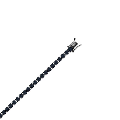 SAVEARTH DIAMONDS Round Cut Lab Created Black Moissanite 3MM To 6.5MM Width Tennis Chain Necklace For Men Women In 14K Black Rhodium Plated Sterling Silver, (VVS1 Clarity, 12.45cttw to 84.20cttw)3