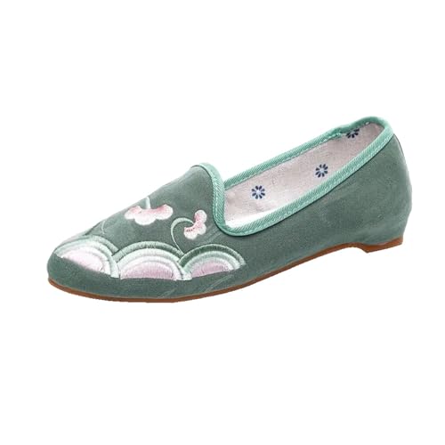 Chaussures plates à bout pointu brodé fleurs en coton pour femme pointure 40 EU EN8