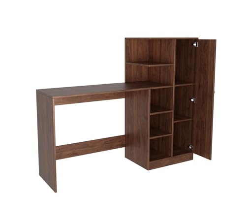 Image of SPYDER CRAFT Multipurpose Desk for Office, Study with Book Storage Engineered Wood Multipurpose Table (Free Standing, Finish Color - Columbain Walnut Brown, DIY(Do-It-Yourself))