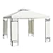 Outsunny Carpa 3x3m con Techo Ventilador Postes de Acero Estable para Exteriores Patio Jardín Pabellón Cenador Estructura Metálica Color Crema