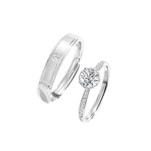 Bague de Mariage Couple en Argent 925 de Style Élégant et Solitaire Scintillant