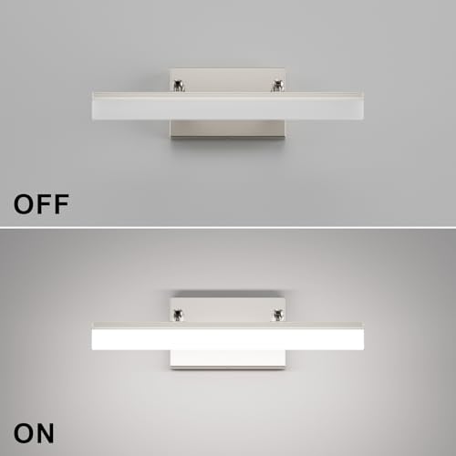 Image of Aipsun Brushed Nickel Vanity Light 16 inch Modern Wall Sconces Adjustable LED Bathroom Light Fixtures Over Mirror Rotatable Vanity Lighting 5500K