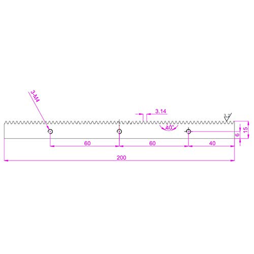 Image of 1Mod 15x15x200mm Gear Rack #45 Steel Black Oxide High Frequency Processed x 1Pc
