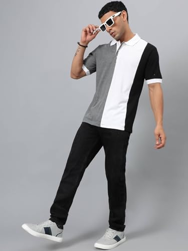 Image of KOTTY Men Solid Spread Collar Cotton Blend T-Shirt