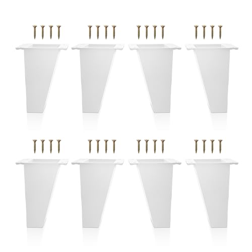 Kukicu ✮ Patas para Muebles Blancas ✮ Patas Nórdicas, Juego de 8 Patas Inclinadas, Tornillos Incluidos - Color Blanco Neutro - Patas en Resina ABS para Mesitas, Estanterías etc (12 cm)
