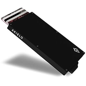 AKIELO RFID Blocking Card Holder with Gift Box – Minimalist Mens Card Wallet – Contactless Credit Card Protector (Alpha…