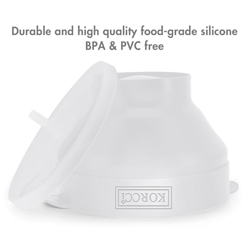 Image of The Original Korcci Microwaveable Silicone Popcorn Popper, Microwave Popcorn Popper, Collapsible Microwave Popcorn Maker Bowl, No Oil Required, Use In Microwave, Dishwasher Safe (White) (Pack of 2)