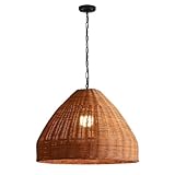 LQZCXMF - Lámpara colgante de ratán (45 cm, lámpara de pasillo rústica, para comedor, lámpara colgante vintage de mimbre, tejido a mano, lámpara creativa para residencia