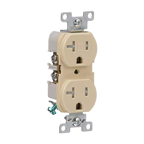 Eaton Trbr20V-Bxsp Arrow Hart Tamper Resistant Duplex Receptacle, 125 V, 20 A, 2 Pole, 3 Wire, Ivory #TOP5