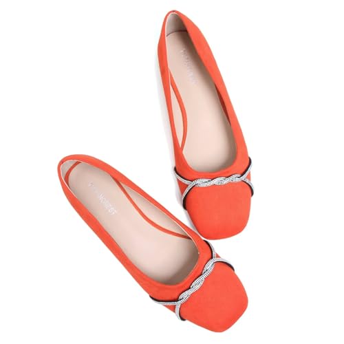 Image of TN TANGNEST Womens Casual Flats Chain Ballet Flats | Fashion Pointed Toe Rhinestone Flats, Comfort Slip On Dress Shoes for Business Work Office Wedding Party