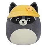 Squishmallows Original 14-Inch Rocky Grey Raccoon with Yellow Bucket Hat - Official Jazwares Large...