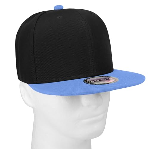 Image of Classic Snapback Hat Cap Hip Hop Style Flat Bill Blank Solid Color Adjustable Size