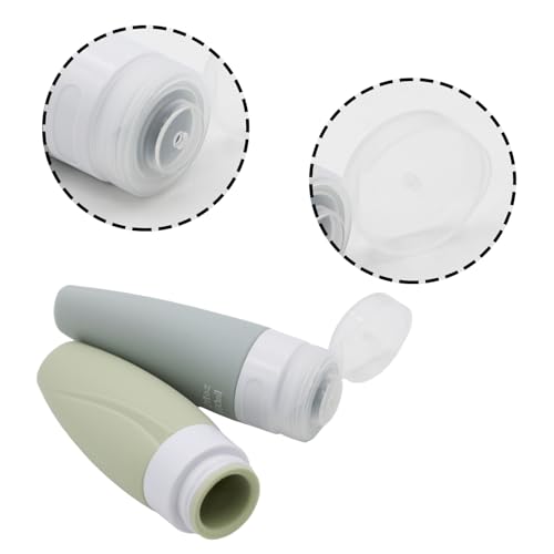 4 PCS Silicone Travel Bottles, 2oz Refillable Toiletries Containers Set, Small Empty Travel Size Bottles for Shampoo, Lotion, Shower Gel (Morandi)3