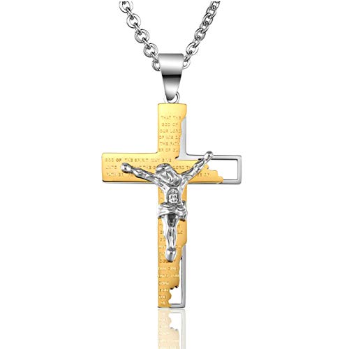 Pendants en acier inoxydable croix jésus crucifix seigneur finition or de haute qualité