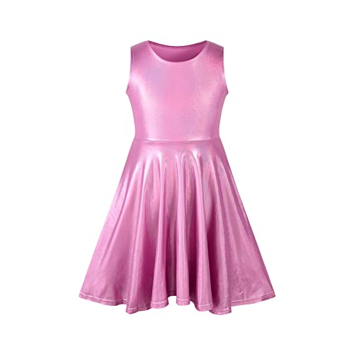 LUCKYGAL Girls Metallic Dresses Sparkly Shiny Party Holographic Dress Halloween Costume 4t 5t