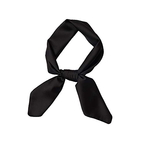 JOYHY Damen Einfarbig Satin Seide Gefühl Quadratischer Schal 70×70 cm Schwarz Cover