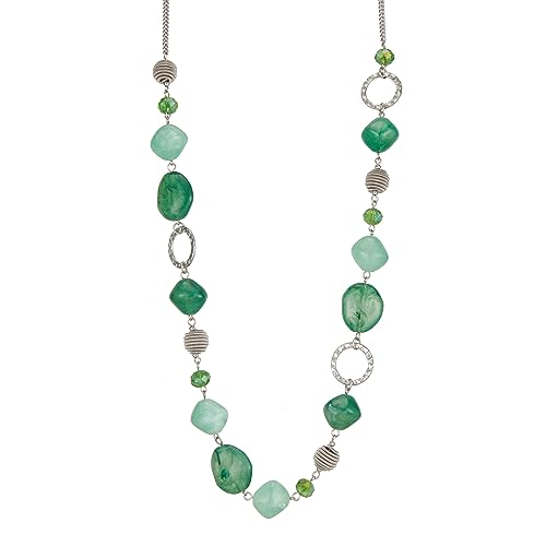 Long collier de perles cadeau femme avec chaîne argent