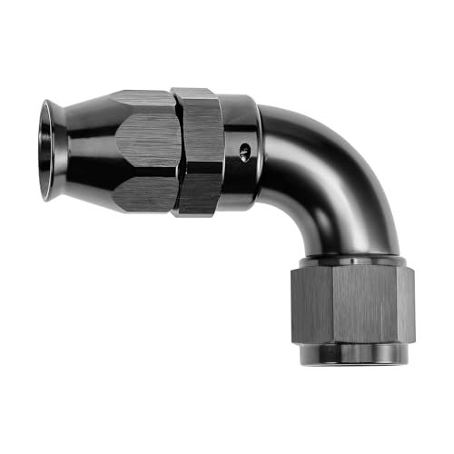 EVIL ENERGY 12AN 90 Degree PTFE One Piece Full Flow End Hose Fitting Aluminum Black