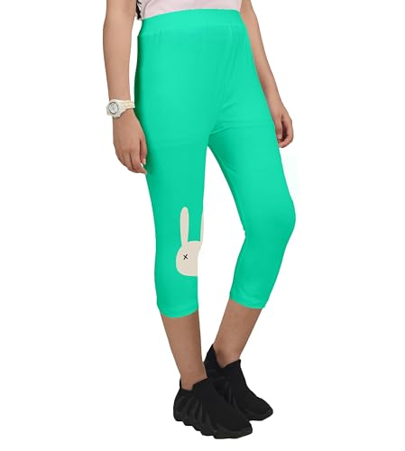 Image of KYDA KIDS Girls Cotton Printed Stretchable Capri Leggings (3 /4 th Pant) for Dance, Yoga, Running, Exercise, Pack of 2