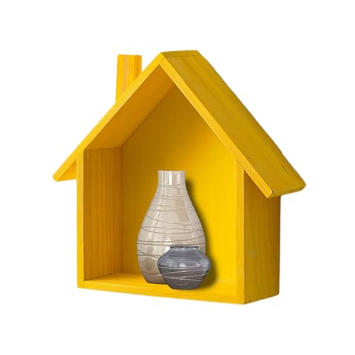 家の形をした棚 ? 素朴な木製の壁の収納、かわいい小さな子供部屋の装飾棚、ユニークなデザインの農家の家の看板 |寝室、リビングルームの壁の装飾、子供部屋の整理に最適です。