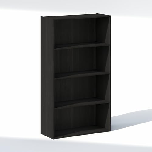 Image of Furinno Reed Closet Organizers and Storage, 4-Tier Closet Organizer, Open Shelf Closet Storage, for Wardrobe, Bedroom, Living Room, Espresso