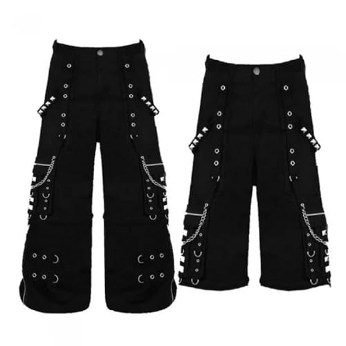 Gothic Bondage Men Pant Alternative Punk Attitude Cyber Rock Emo Trouser Pant Shorts/USA