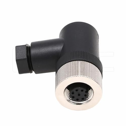 Image of M12 8 Pin Female Connector, 12mm A Code IP67 30V 2A AC /DC Industrial Circular Connector, Unshiled Field Assembly Wireable Sensor Right Angle 2pcs
