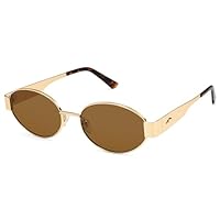SOJOS Retro Oval Sunglasses for Women Trendy Sun Glasses Classic Shades UV400 Protection SJ1217 Gold/Brown