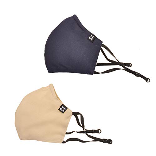 Image of YUGA HexaShield Snug Reusable Washable Cotton Cloth Breathable Fabric Face Mask for Men and Women| Nose Clip|Adjustable Earloop | Anti-Germ | Anti Bacteria |Multicolor, Pack of 2 Large
