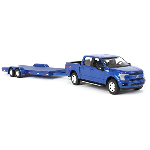 Camión Ford F-150 2019 1:64 Azul con Trailer miniatura 2