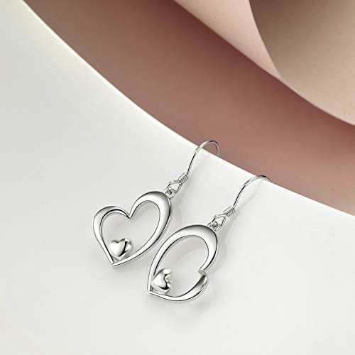WINNICACA Heart Earrings for Women Sterling Silver Heart Dangle Drop Earrings Heart Jewely Heart Gifts for Birthday Anniversary Christmas Gifts2