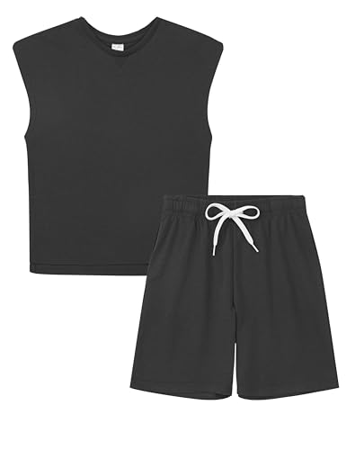 Image of DANI CHINS Boys Loose Athletic Shirt and Shorts Set Kid Outfit with Pockets