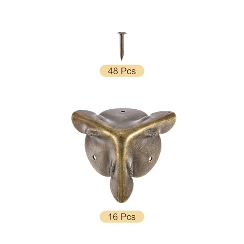 Image of uxcell 16 Pcs Box Edge Guard, 30mm Decorative Box Corner Cover, Corner Protector, Vintage Stair Dust Corners with Screws, Bronze