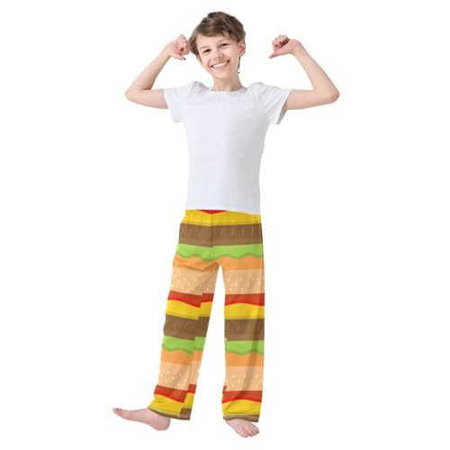 Burger Layer Boys Pants Boys Athletic Pants Long Pant for Boywith Pockets Wide-Leg Size 6-14Y3