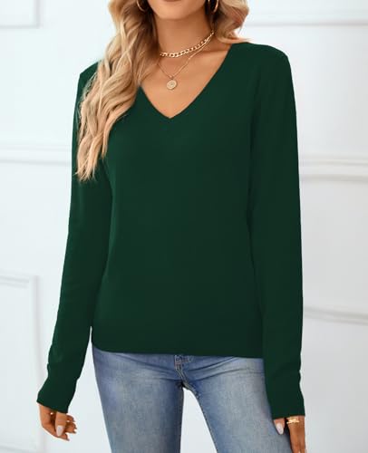 Image of QUALFORT Women's 100% Cotton Sweater, Basic Lightweight Long Sleeve Pullover