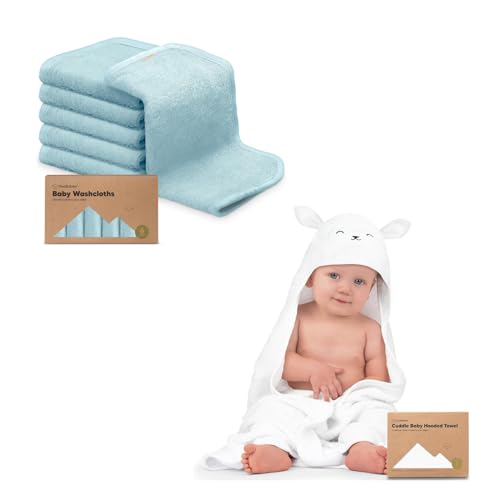 Image of KeaBabies Baby Washcloths for Newborn, Kids and Baby Hooded Towel - Bath Baby Towels, Face Towel, Face Cloths - Baby Towel, Toddler Towels, Hooded Towels for Baby