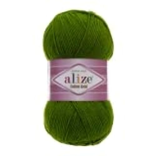 Image of 55% Cotton 45% Acrylic Alize Cotton Gold Yarn 1 Skein /Ball 100 gr 360 yds (35 - Green)