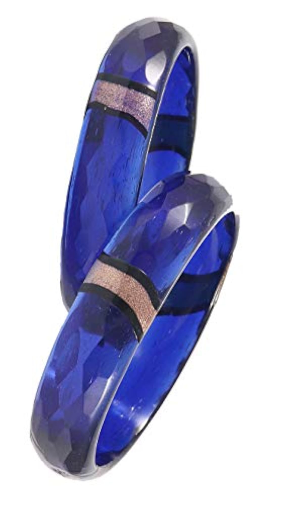 DarkBlue Diamond Pattern Jade Glass Bangles/Kada 2.4 Inches