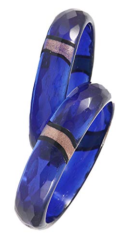 DarkBlue Diamond Pattern Jade Glass Bangles/Kada 2.4 Inches
