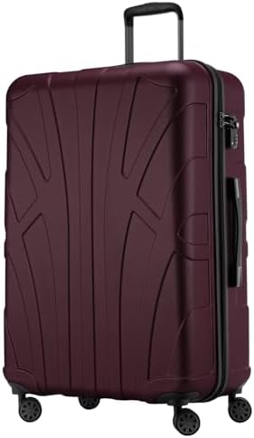 suitline - Großer Hartschalen-Koffer Koffer Trolley Rollkoffer XL Reisekoffer, TSA, 76 cm, ca. 96-110 Liter, 100% ABS matt, Burgund