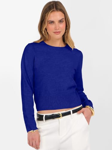 Image of ANRABESS Women's Long Sleeve Sweaters Cropped Crew Neck | Business Casual Tops,Light Weight Comfy Knit,Pullover ShortSweater,Basic Classic,Fall Fashion Winter Layer Clothes