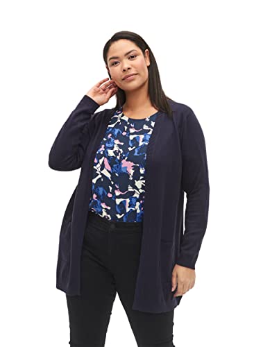 Zizzi Grandes tailles pour femme - Cardigan long - Cardigan confortable - Cardigan à manches longues pour femme avec poches - En mélange de viscose doux et...