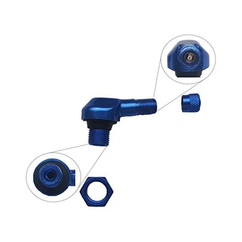 Alu Eckventil BZW. abgeflachtes Motorrad Auto Reifen Autoventil abgewinkelt. Farbe Blau. Aluminium Cover