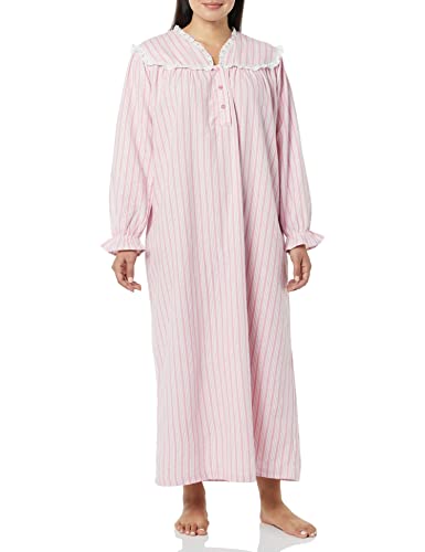 AmeriMark Women Full-Length Flannel Nightgown Pajamas – Lightweight Warm Cotton Night Gown for Sleeping – Long Sleeve PJs
