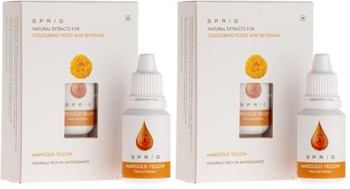 Image of S P R I G Plant-based Natural Extracts Edible Food Colour with No Chemical Additives (Vegan, Bright Yellow) - 15 ml (Pack of 2)