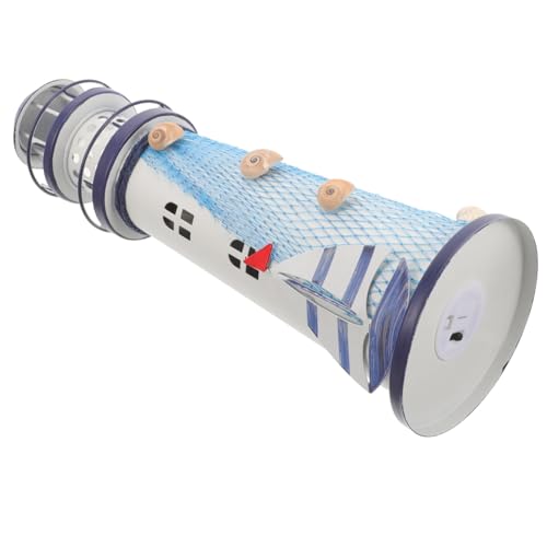 Mikikit Beach Office Decor Lighthouse Statue Iron Art Nautical Ornament Led Lighting