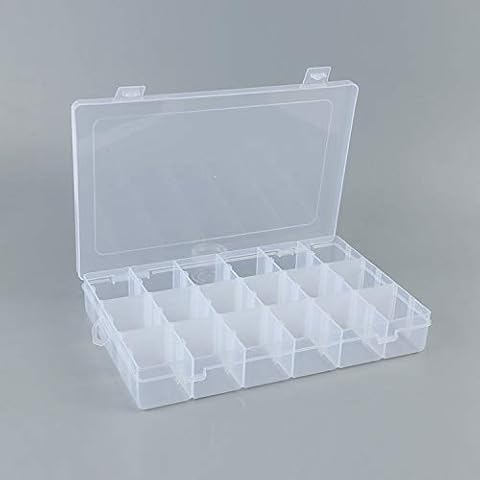 Plastic Organizer Box with Dividers | 36 Compartment Organizer | Clear Organizer Box for Bead Storage, Letter Board Letters, Fishing Tackle, Jewelry, & Screws 10.8" x 6.9" x 1.7" Cover
